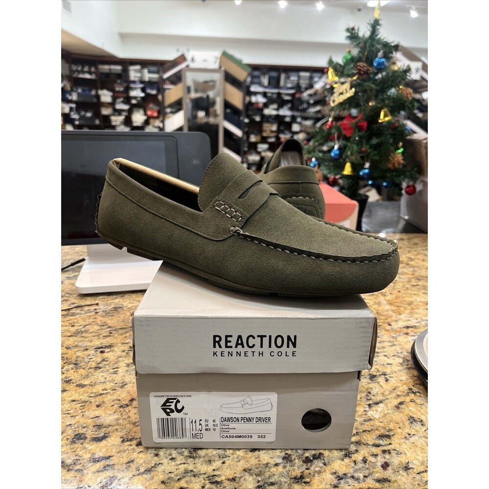 REACTION KENNETH COLE Mens Green Penny Driver Dawson Loafers Shoes Size 11.5 M